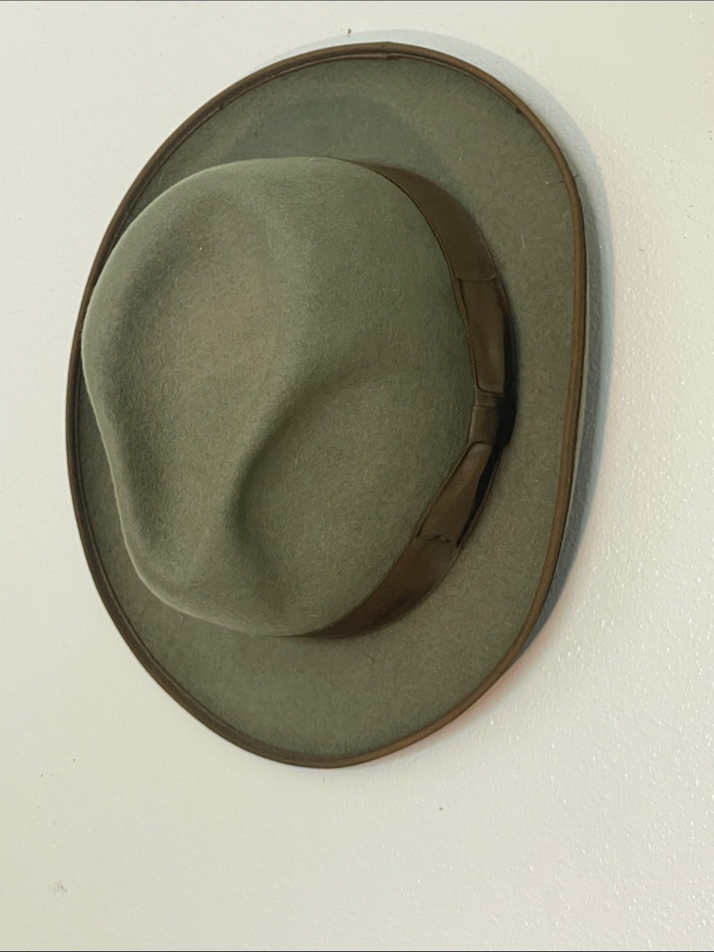 Classic Olive Felt Fedora with Grosgrain Band